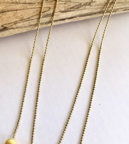 Κολιέ αλυσίδα μεταλλικές χάντρες και ροζ μάτι 